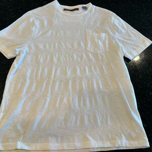 Perry Ellis White Textured Tee Mens Size Large